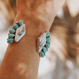 Cluster Wrap Cuff in White Buffalo & Kingman Turquoise