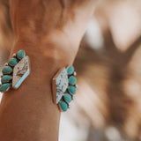 Cluster Wrap Cuff in White Buffalo & Kingman Turquoise