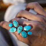 Cluster Ring in Whitewater Turquoise (Size 8)