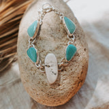 The Stepping Stone Bracelet in White Buffalo & Campitos Turquoise