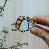 Statement Cuff in Larimar and Amber